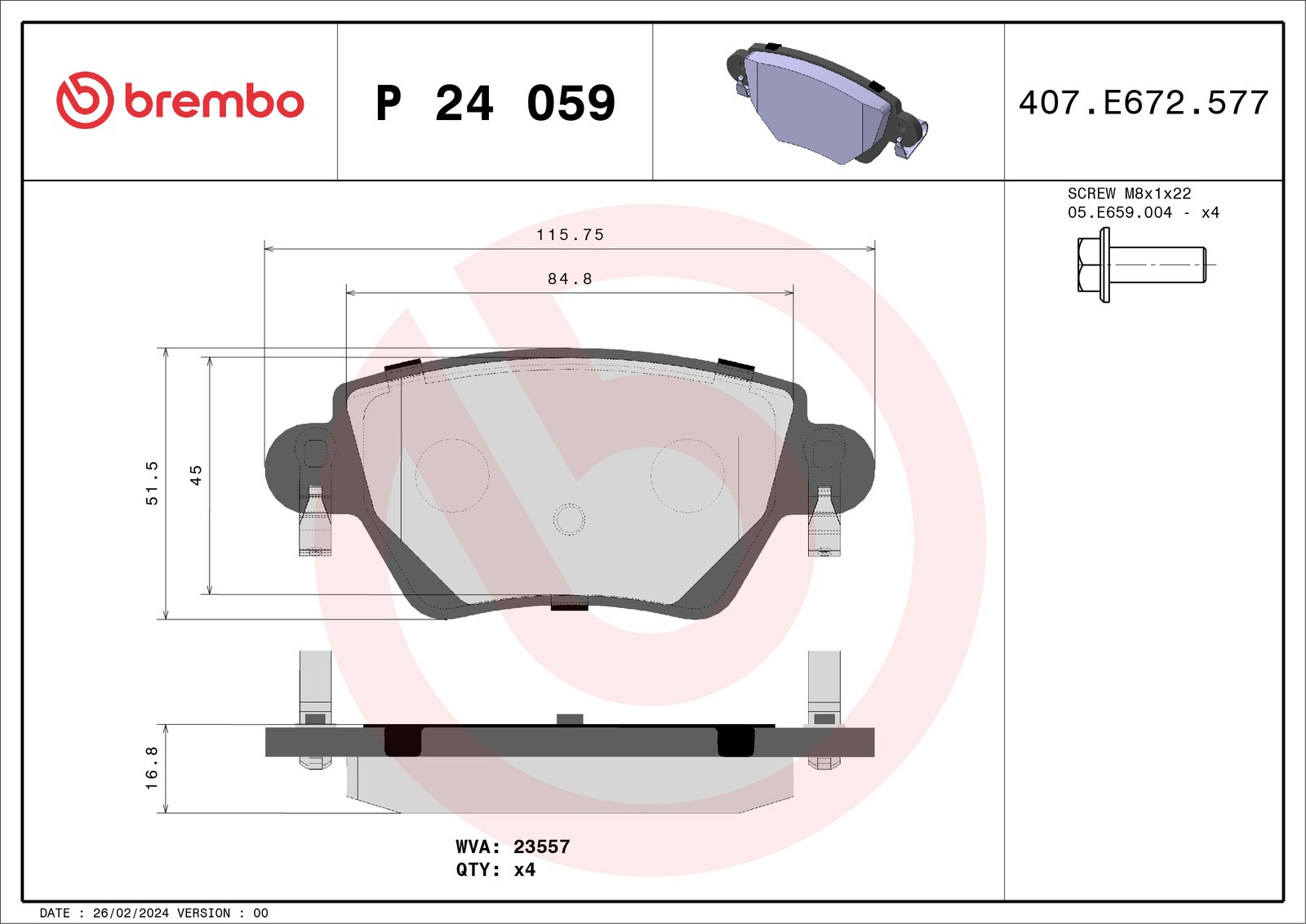 Brembo Bremsbelagsatz Hinterachse [Hersteller-Nr. P24059] für Jaguar, Ford - Bild 5