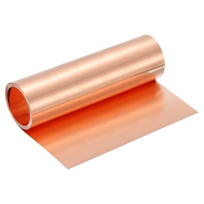 Pure Copper Sheet Roll, 0.2mm 24Ga Thick T2 10Ft x 10in Copper Strip for Craft
