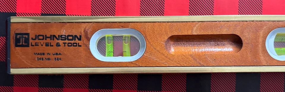 Vintage Johnson Level & Tool  24” Mason Mahogany Brass 524 USA 6 Vial Bubble NOS - Image 2 of 4