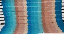 Hand knitted throw/blanket- Multicolor- 46" x 38" - Wave pattern-Scalloped ends