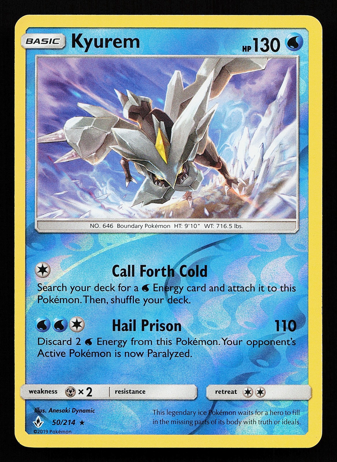 Kyurem 50/214 Reverse Holo Rare Unbroken Bonds Pokémon Card