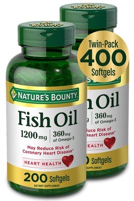 Nature's Bounty Fish Oil, Dietary Supplement 400 Count (Pack of 1), White 