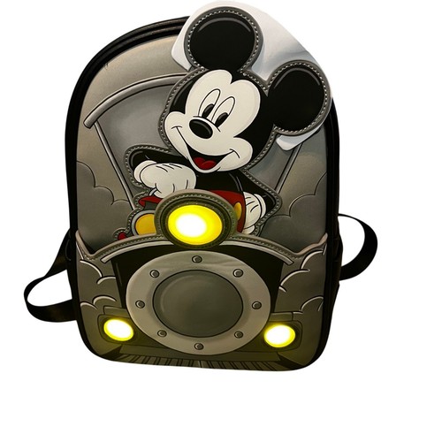 Loungefly Disney Mickey Mouse Train Conductor Light-Up Backpack NWT - Picture 4 of 6