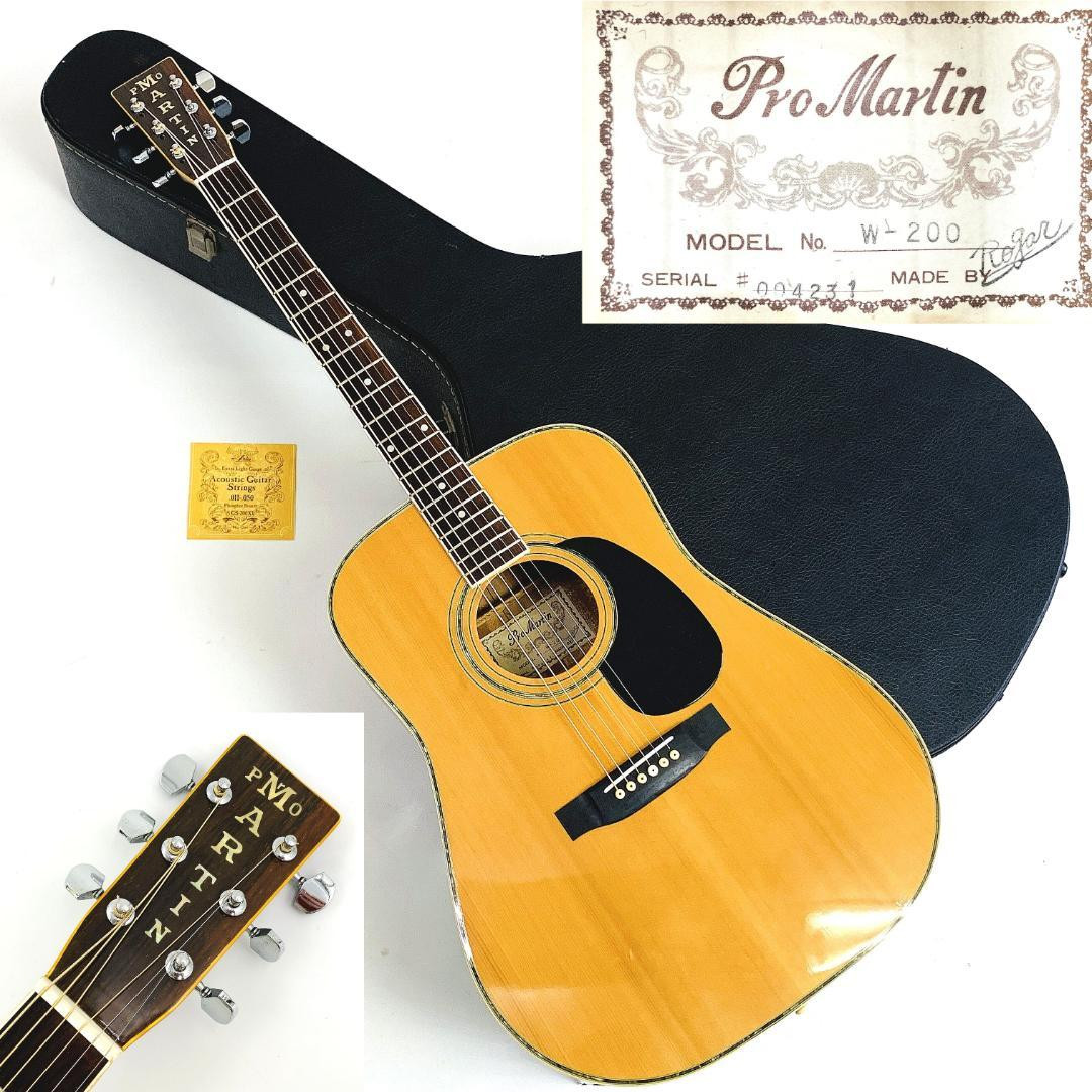 マーティン 縦ロゴ W-200 Martin Pro Martin ギター 廃盤希少 マーティン 縦ロゴ W-200 Pro Martin ハードケース付き