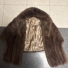 Vintage Ranch Mink Stole Warm Brown Good Condition Satin Lined Collared 1950  s