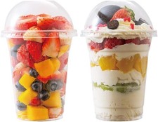 12 oz Clear Plastic Cups with Dome Lids - Dessert Cups with Lids 25 Sets , PET