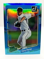2023 Panini Donruss Eury Perez #54 Rated Prospect Carolina Blue Holo Miami