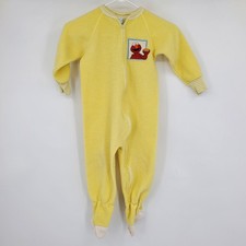Vintage Sesame Street Elmo Yellow Fleece Footed Sleeper One Piece Pajamas 4T