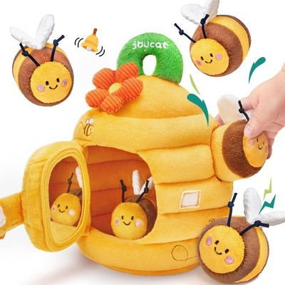 JoyCat 6 Month Old Baby Toys, Flower Beehive with 5 Stuffed Sensory Bees,
