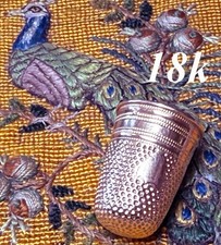 Antique French c.1809 18k Gold Palais Royal Sewing Thimble, French Empire Shield