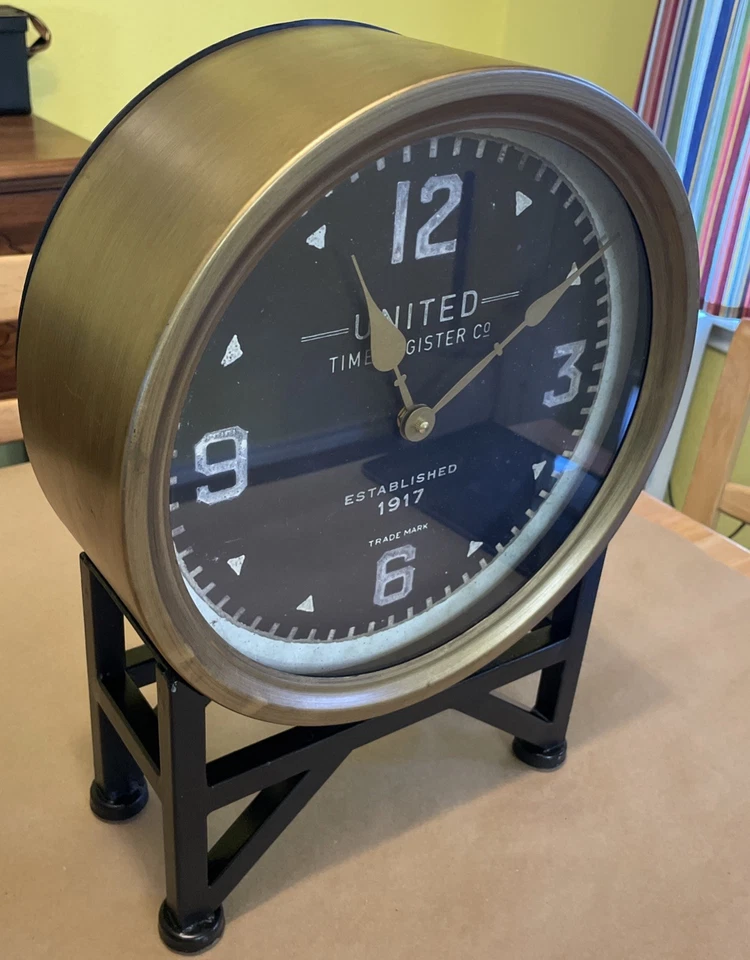 Shyam  - 16 inch Pedestal Table Clock Mantle clock Uttermost Brass Black  - Image 3 of 4