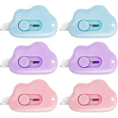 Pack of 6 Mini Cutter Knives, Small Cloud Utility Knife, Cloud Shape, Portabl...