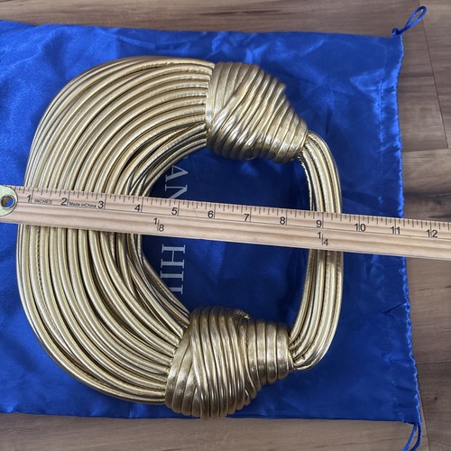Verano Hill Nudo Dorado Media Luna Bolso de Mano Cartera Cuerda Declaración Real con Bolsa para el Polvo - Imagen 12 de 16