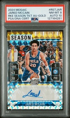 Jared McCain Mosaic Contenders Season Ticket Auto GOLD /10 Rookie PSA 8 POP 1 