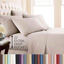 21 Inch Extra Deep Pocket King Sheet Set, 6 Piece King Bed Sheets Deep Pocket -