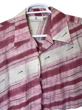 YALE TROUSER COLLECTION LINEN BLEND PINK WHITE STRIPE SHIRT SZ M MADE IN USA
