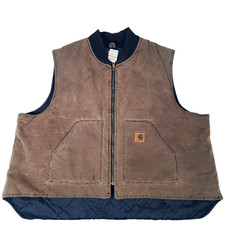 Vintage Carhartt Vest Men 4XL Brown V02 Canvas Quilt Workwear Western Made n USA