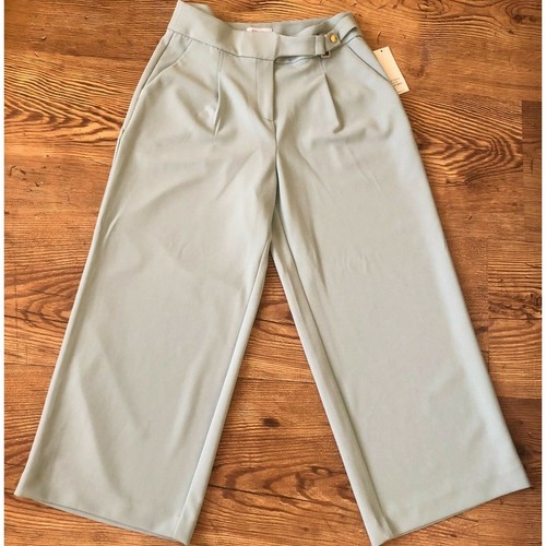 Calvin Klein High Rise Waisted Work Dress Wide Leg Pants Mint Women's Size 8