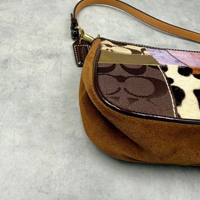 COACH Patchwork Mini Demi Pouch Rare Y2K Signature Suede Leopard