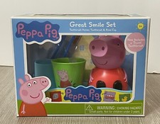 Peppa Pig Child Travel Toothbrush Holder Rinse Cup Excited To Brush Teeth Smile