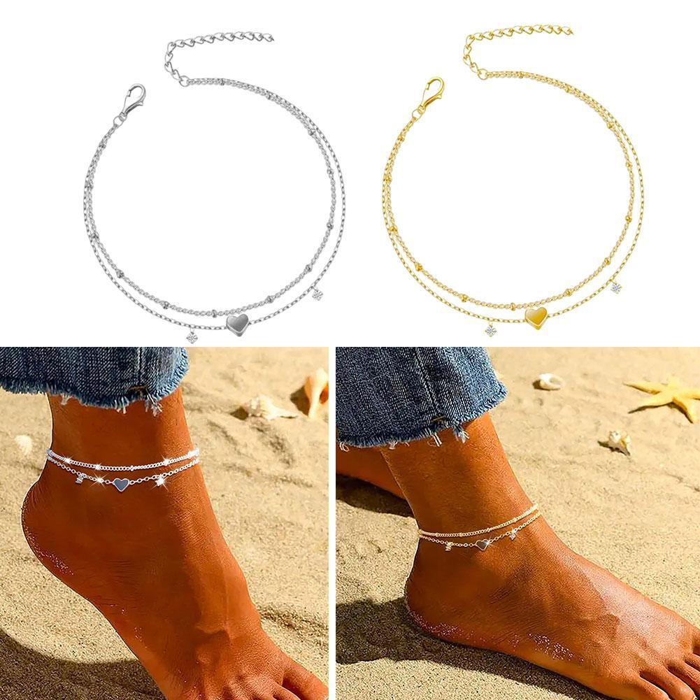 Sterling Silver Waterproof Charm Anklet Bracelet for Women S4M6 U9H3 Q6K5