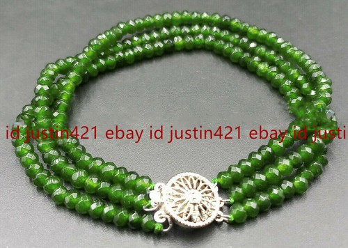 3 Rows Faceted 2x4mm Topaz/Jade/Agate Rondelle Gems Beads Bracelet 7.5'' AAA - Picture 27 of 32