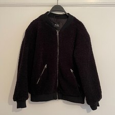 Me Jane Black Fleece Bomber Jacket With Zip Pockets Size S