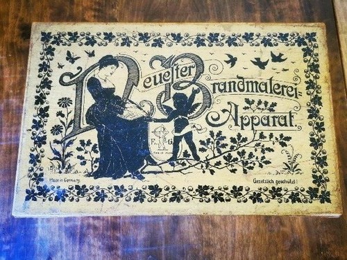 Neuester Brandmalerei Apparat um 1900 Günther Wagner Bettex Farben antik alt