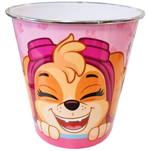 Paw Patrol Pink Waste Paper Bin Trash Can Kids Childrens Bedroom Desk Skye