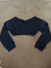 Shein black cropped v-neck sweatshirt XS