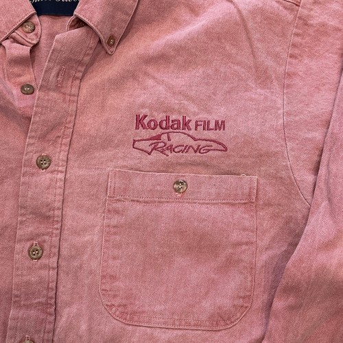 Camisa de mezclilla rosa vintage de los años 90 KODAK FILM RACING hecha en EE. UU. - Imagen 3 de 8