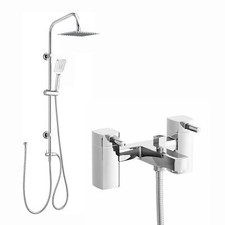 Mixer Taps Riser Rail Kit Stella Square Bath Shower Rigid Chrome ENKI BBT0012