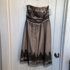 David’s Bridal strapless nude w black sequined tulle bridesmaid’s dress sz 8 NWT