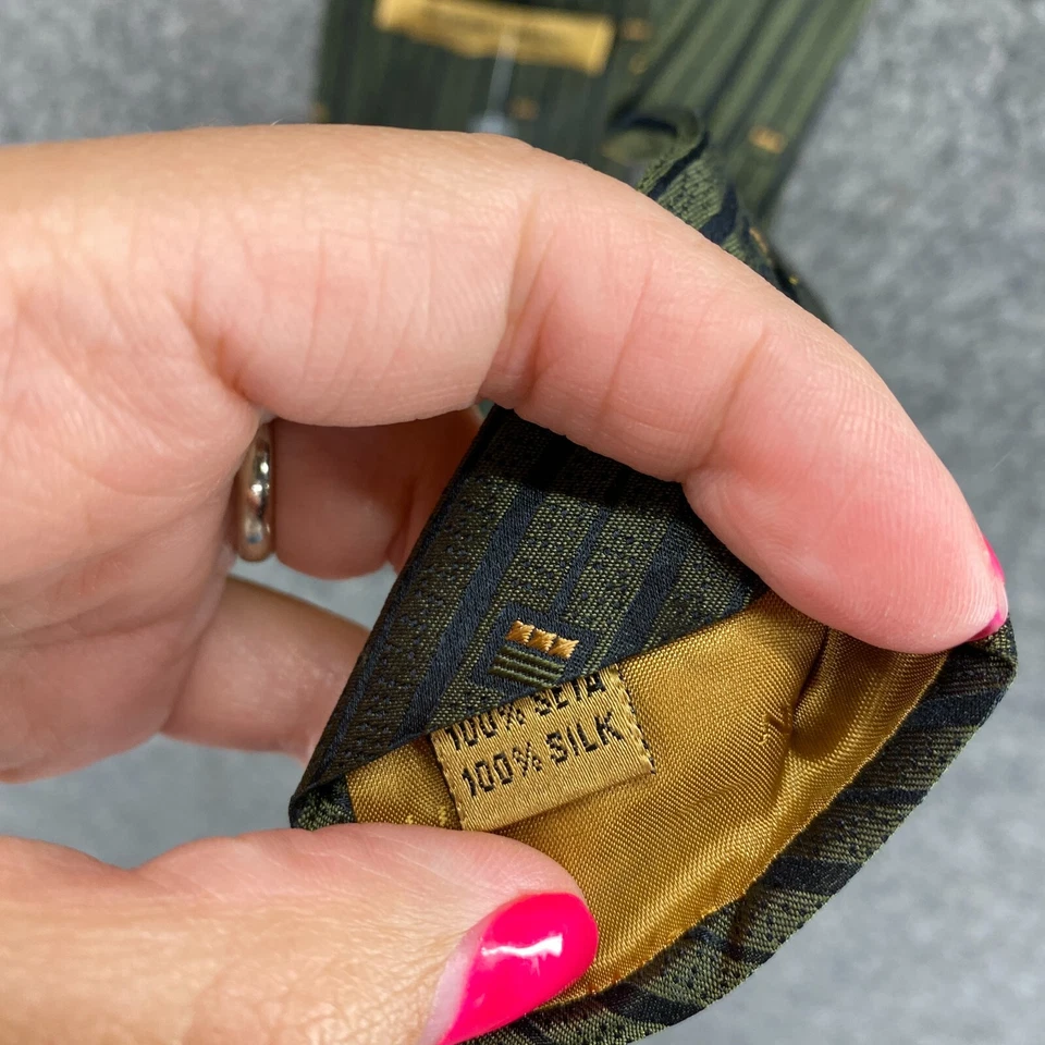 Corbata Hombre Hoy Hombre Talla Única Verde Rayas Seda Diseñador Clásica Ajustable Foto 4 de 4