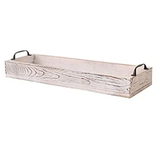 Rustic Wooden Serving Trays Rectangular with Handle,Ottoman Tray for Living 