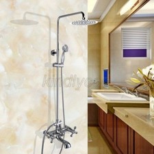 Wall Mounted Chrome Brass Bathroom Rain Shower Faucet Set W/Tub Mixer Tap Kcy325