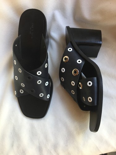 Rag & Bone Slide Paige Sandals Crisscross Black Block Heel WOMEN SZ 37 NEW $485 - Picture 3 of 5