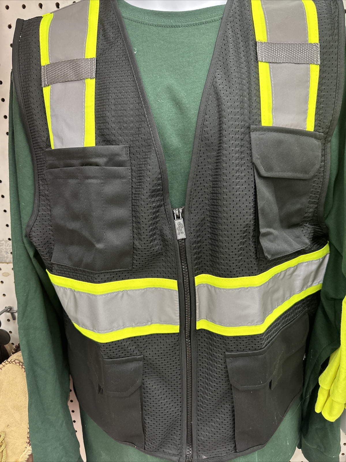 Chalecos de Seguridad Trabajo Construcción Reflectantes Bolsillos Cremallera XL