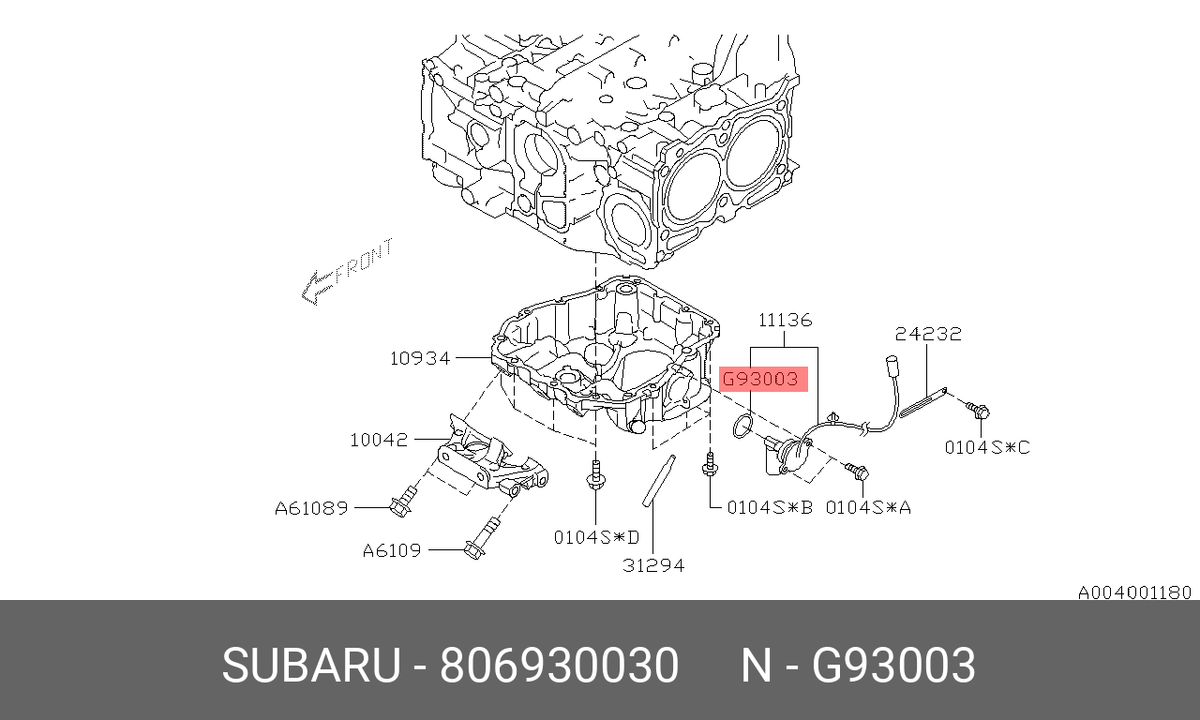 Genuine OE O-Ring 30.1X3.5 806930030 For Subaru 80693-0030