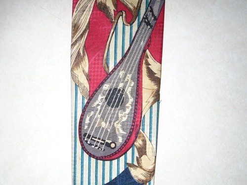 Mens Silk Tie Guitar Mandolin Banjo Ukulele Fans Folk Music Band Odyssey Brand - Picture 5 of 8