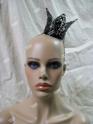 Fancy Mini Black Filigree Metal Royal Crown Renaissance Medieval Evil Queen King