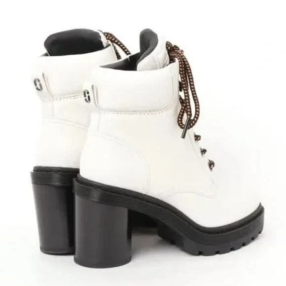 Marc Jacobs Crosby Cuero Blanco Plataforma Tacón Botín Tacón Suela de Goma 35 Foto 4 de 4