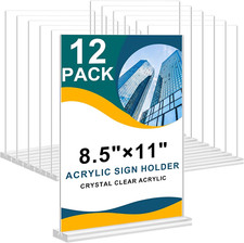 Acrylic Sign Holder 8.5 X 11 Inches, 12 Pack Clear Display Table Top Signs St...