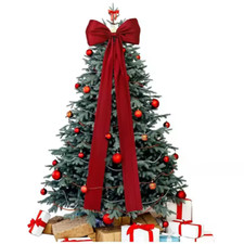 120CM Large Red Bow Christmas Tree Topper Xmas Tree Top Ribbon Bow