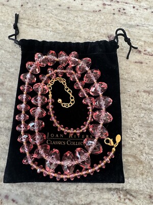 Vintage X Long  Gold Tone Pastel Pink  Faceted  Joan Rivers Spring  Necklace