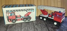 Superbe Camion Pompiers Grande Échelle à Friction - 70's - Allemagne - 15cm