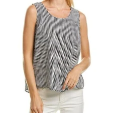 Joan Vass 100% Chevron silk tan top blouse geometric size 1 Medium 8-10 NWOT