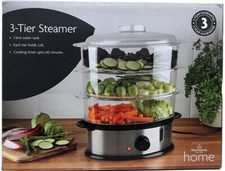 Morrisons 800W Electric Stainless Steel Food Steamer 3 x 3.4lit Tier Cooker#B#
