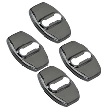 4x Polished Black Stainless Door Latch Striker Cover Fits 4Runner Tacoma Tundra