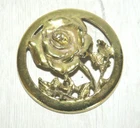 American Rotten Pot Bowl Lid "Stylebuilt" Rose Pattern, Gold Metal